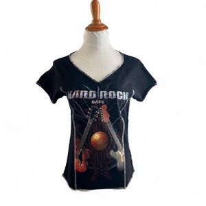 NWOT Minneapolis Hard Rock Cafe Black and Orange Guitar Graphic Tee